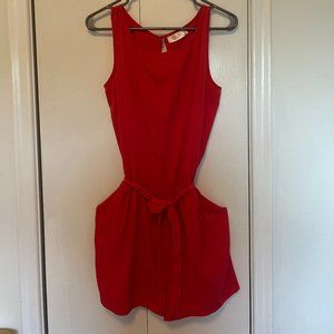 Coral Romper with Pockets